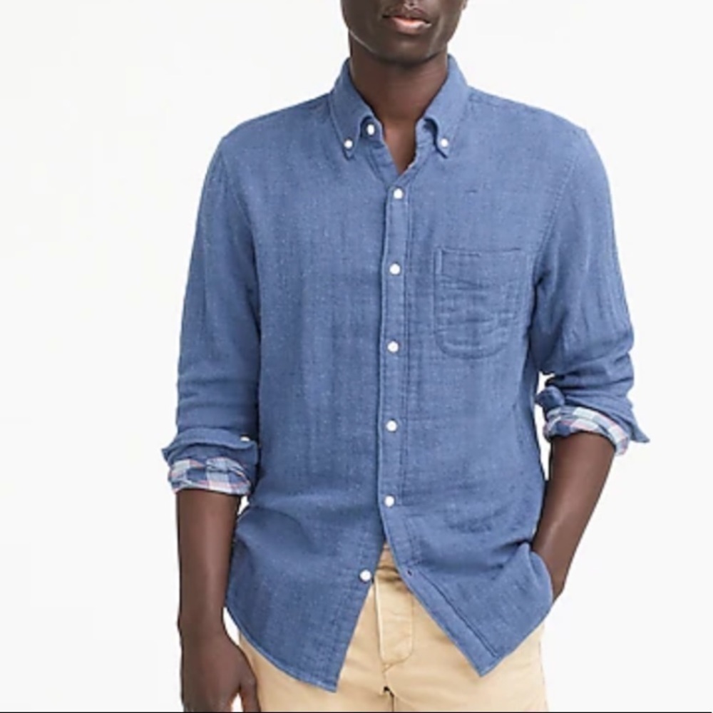J crew slim double weave shirt blue heather